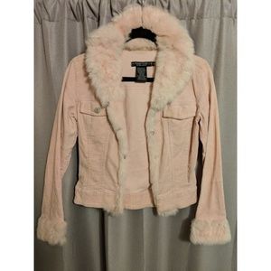 Light pink corduroy jacket w/fur
